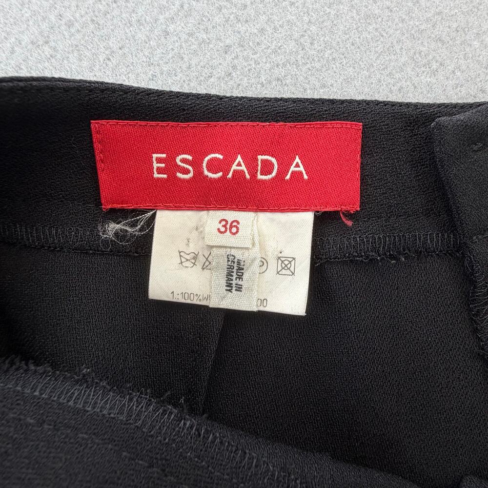 Escada Black Wool Center Pleat Wide Leg Basic Professional Workwear Pant Slacks - Picture 8 of 10